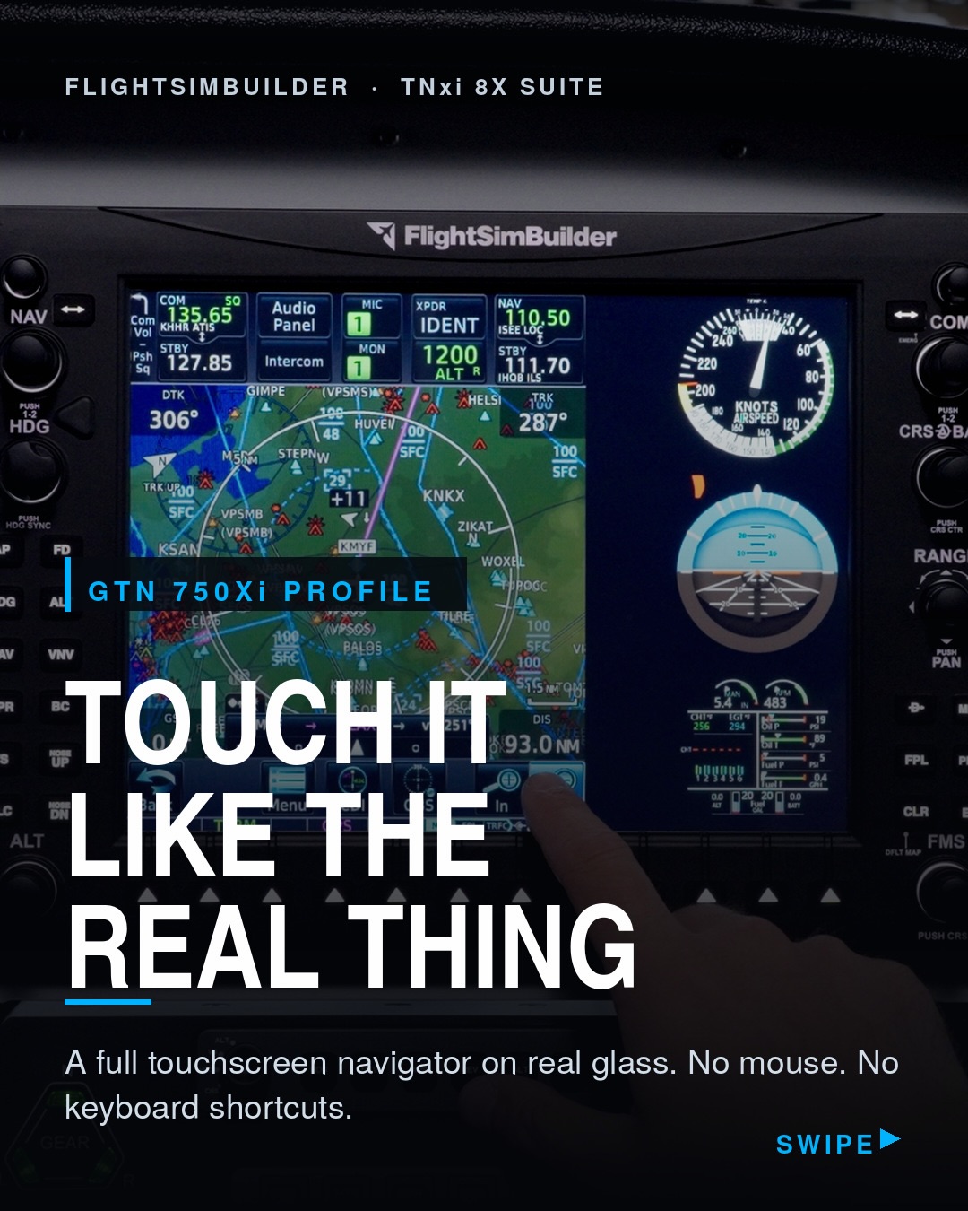 FlightSimBuilder Facebook ad: Tap. Type. Zoom.