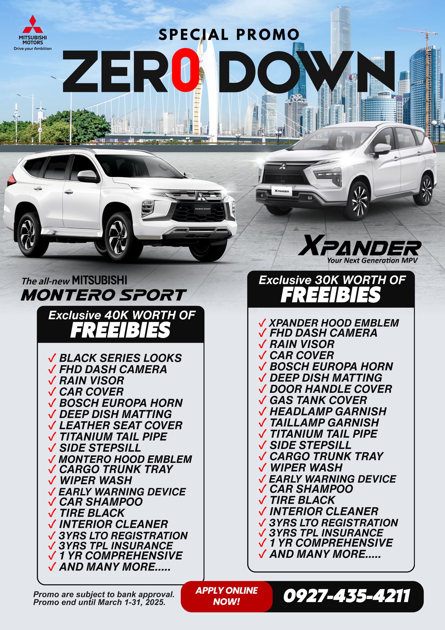 Perie Coronel Jr - Mitsubishi Abad Santos Manila Facebook ad: ZERO DOWN MONTERO SPORT o XPANDER?!