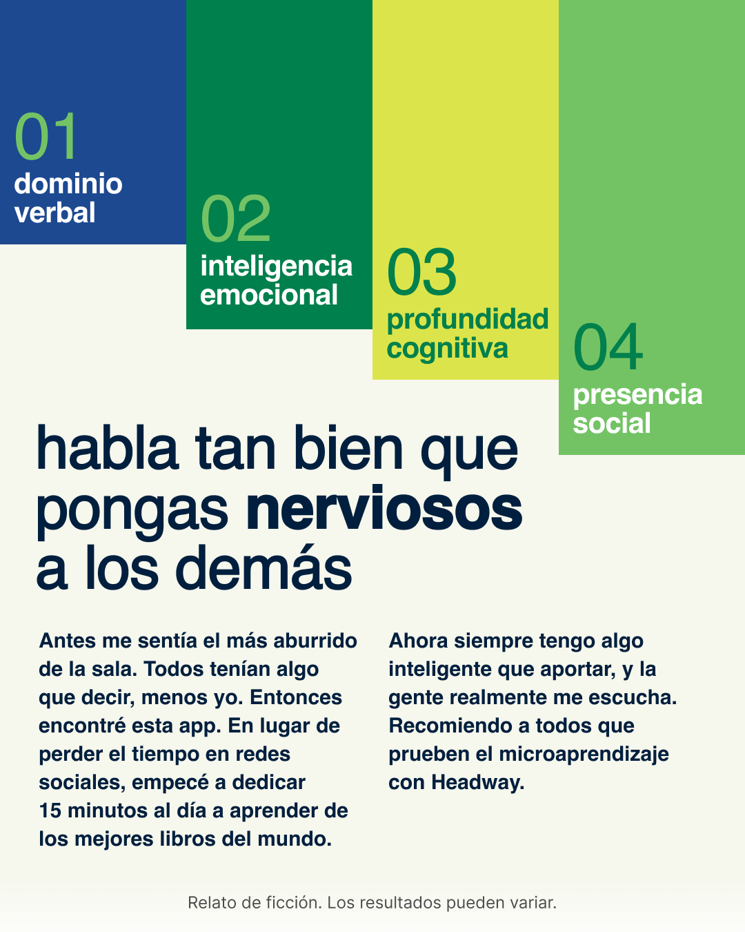 Headway: App de crecimiento diario Español Facebook ad: Domina la habilidad que lo cambia todo