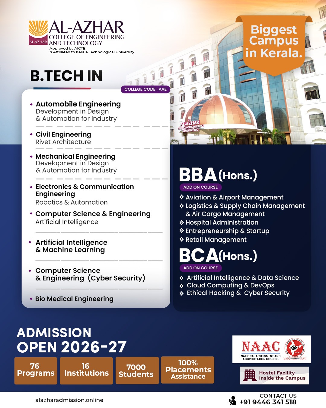 Al Azhar College of Engineering and Technology, Thodupuzha Facebook ad