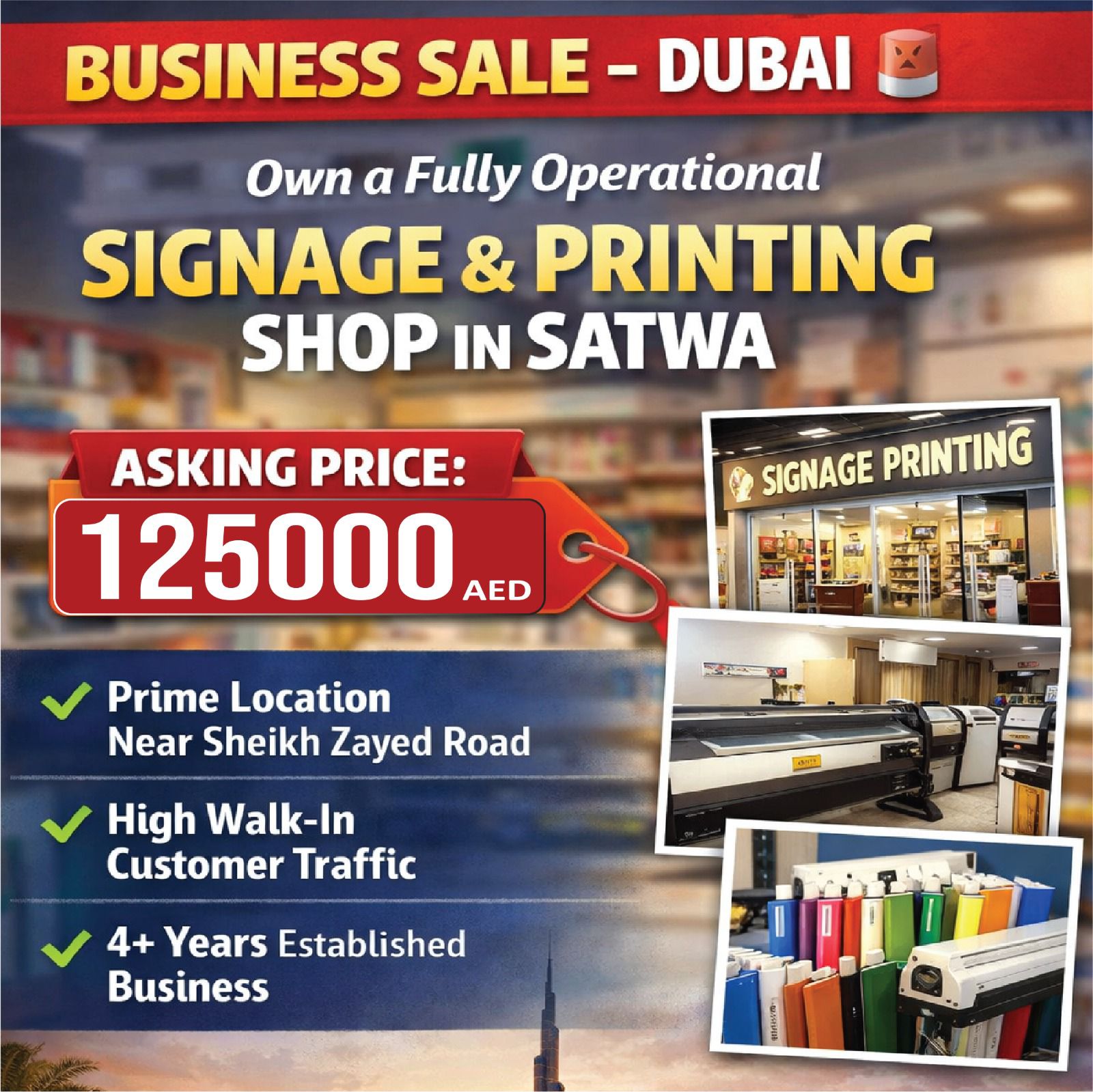Sama Advertising Facebook ad: URGENT BUSINESS SALE, DUBAI