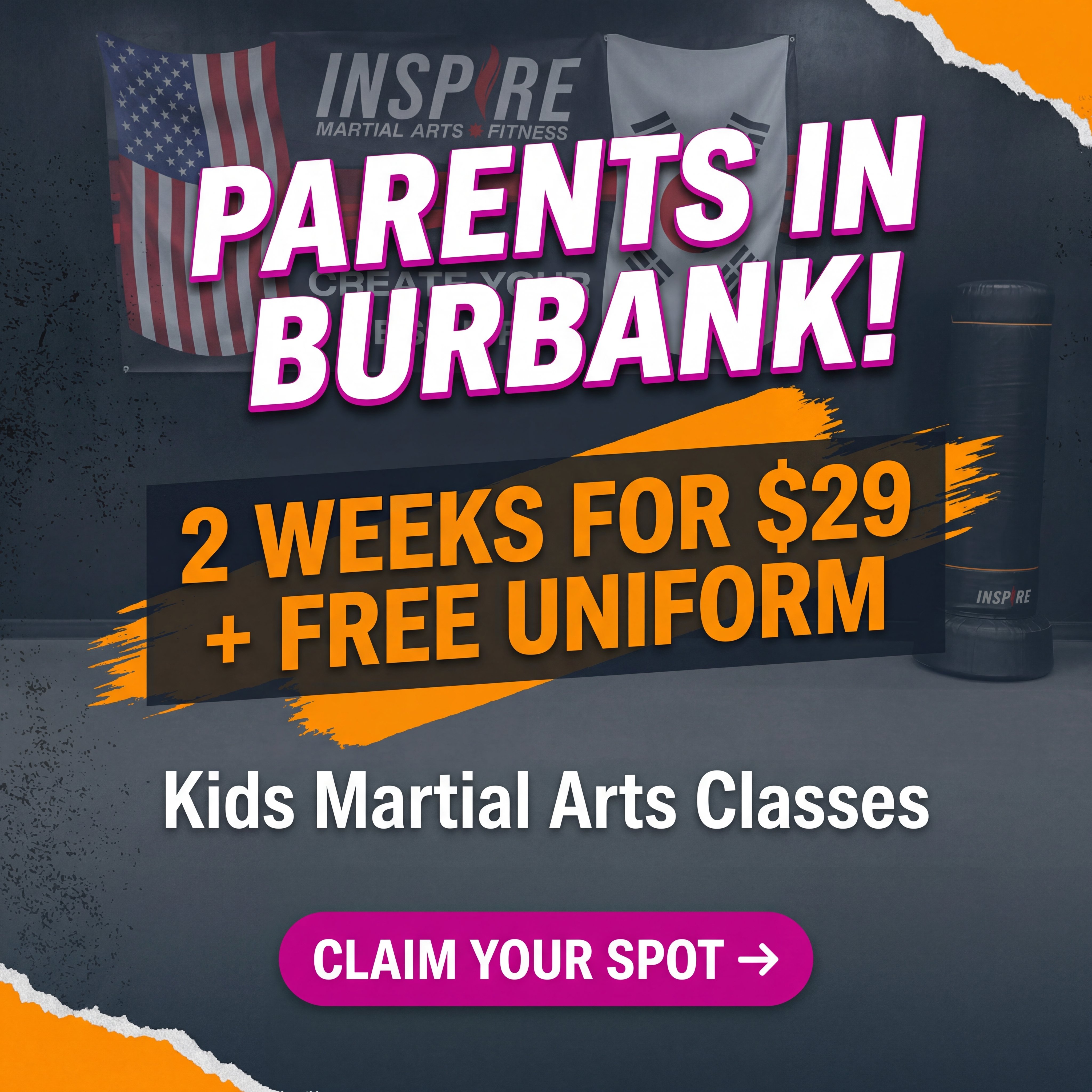 Inspire Martial Arts and Fitness Burbank Facebook ad