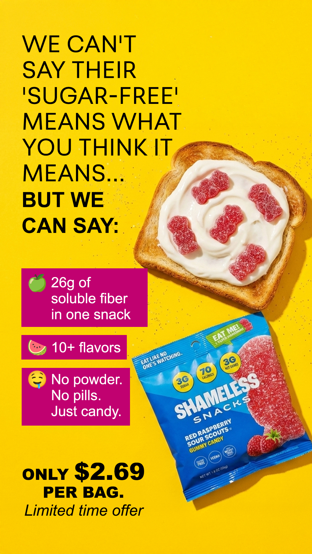 Shameless Snacks Facebook ad