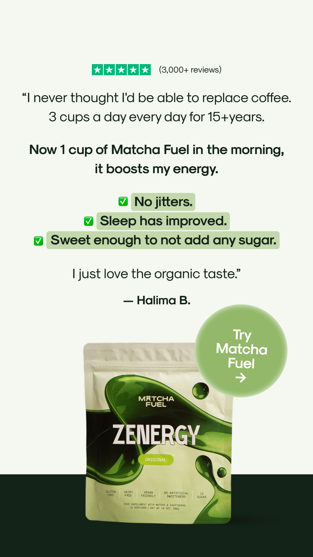Matcha Fuel Facebook ad