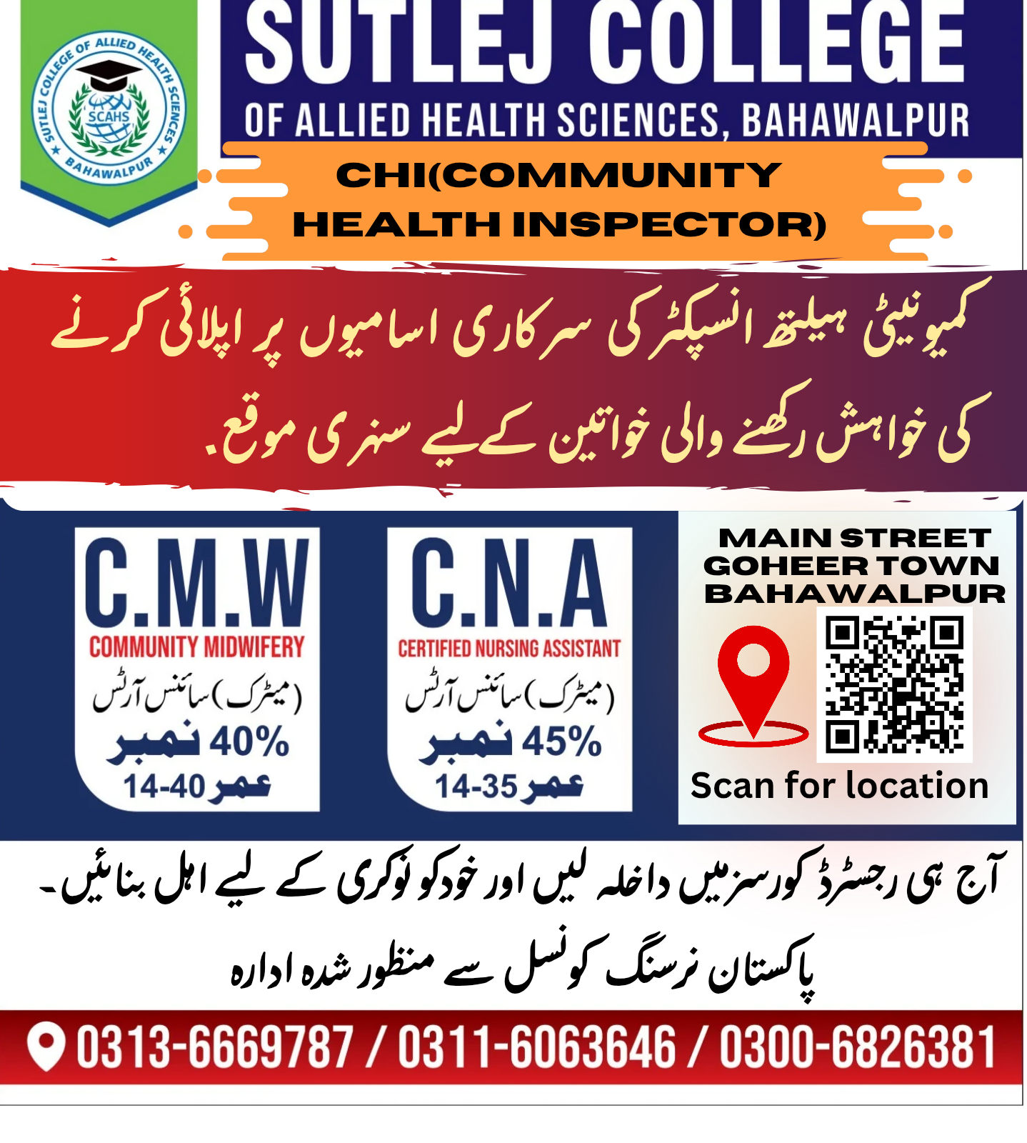 Sutlej College of Allied Health Sciences Bahawalpur Facebook ad: Government Jobs