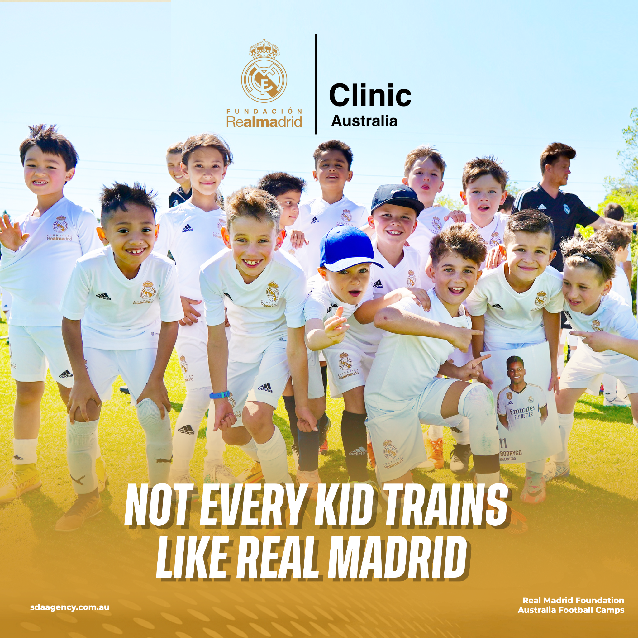 SDA Agency Facebook ad: The Real Madrid Foundation is bringing its elite…