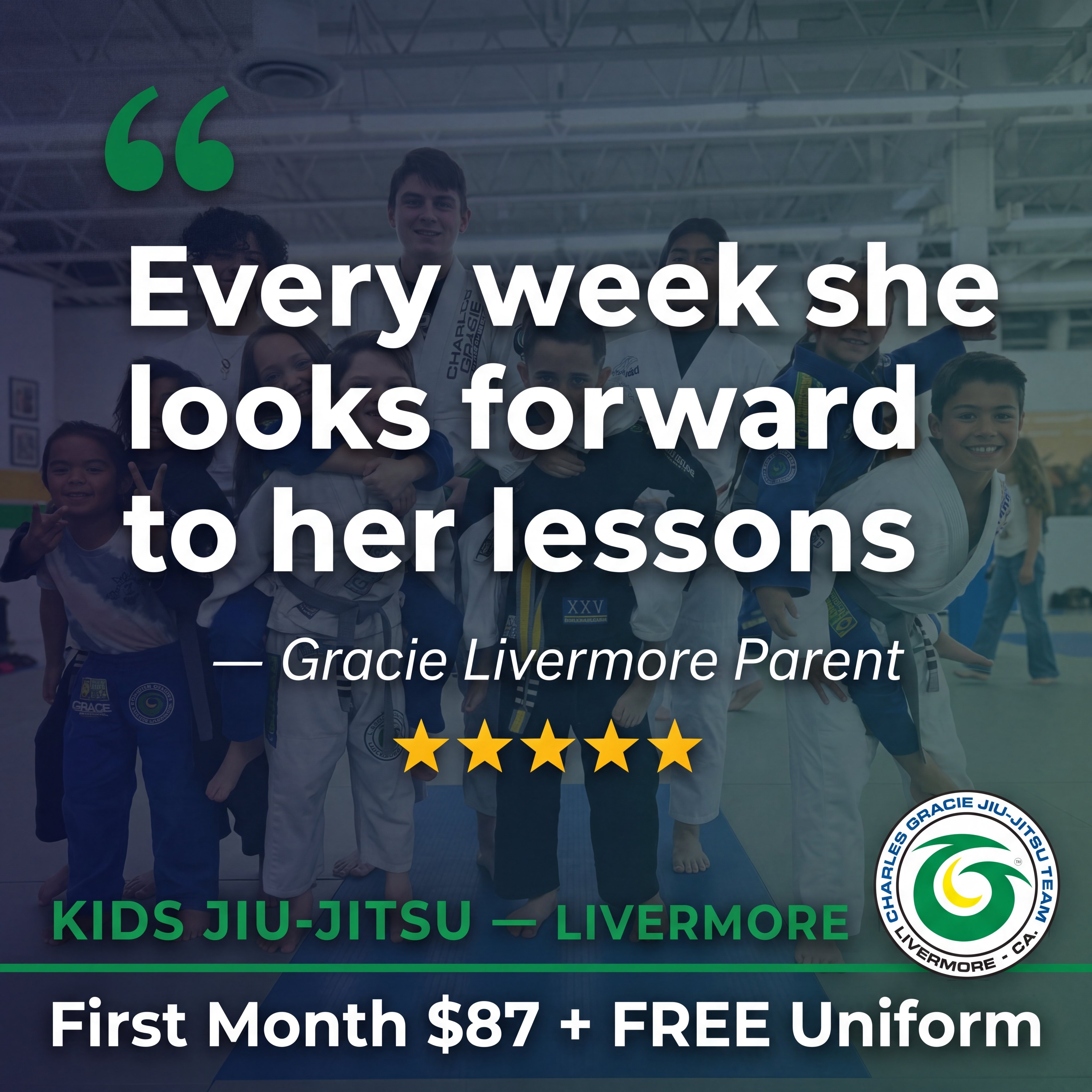 Charles Gracie Jiu-Jitsu Academy Livermore Facebook ad: Real Results, Straight From Livermore Parents