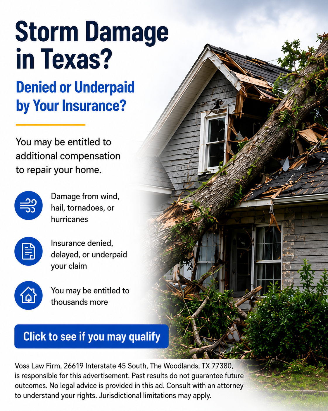 The Geisheker Group, Inc. Facebook ad: Denied Storm Damage Claim? Get a Free Claim Review