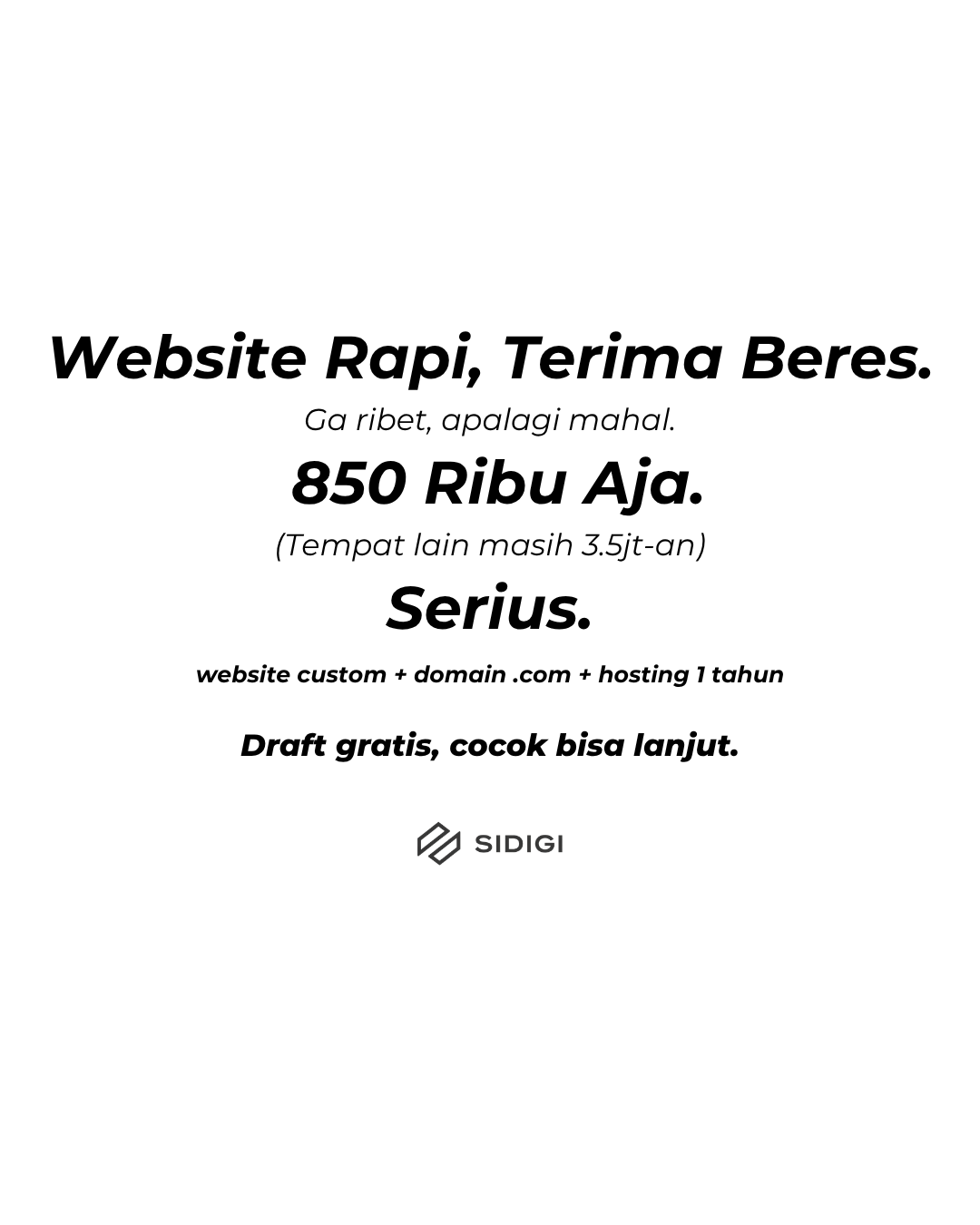 Sidigi Indonesia Facebook ad: Website Pro 850rb
