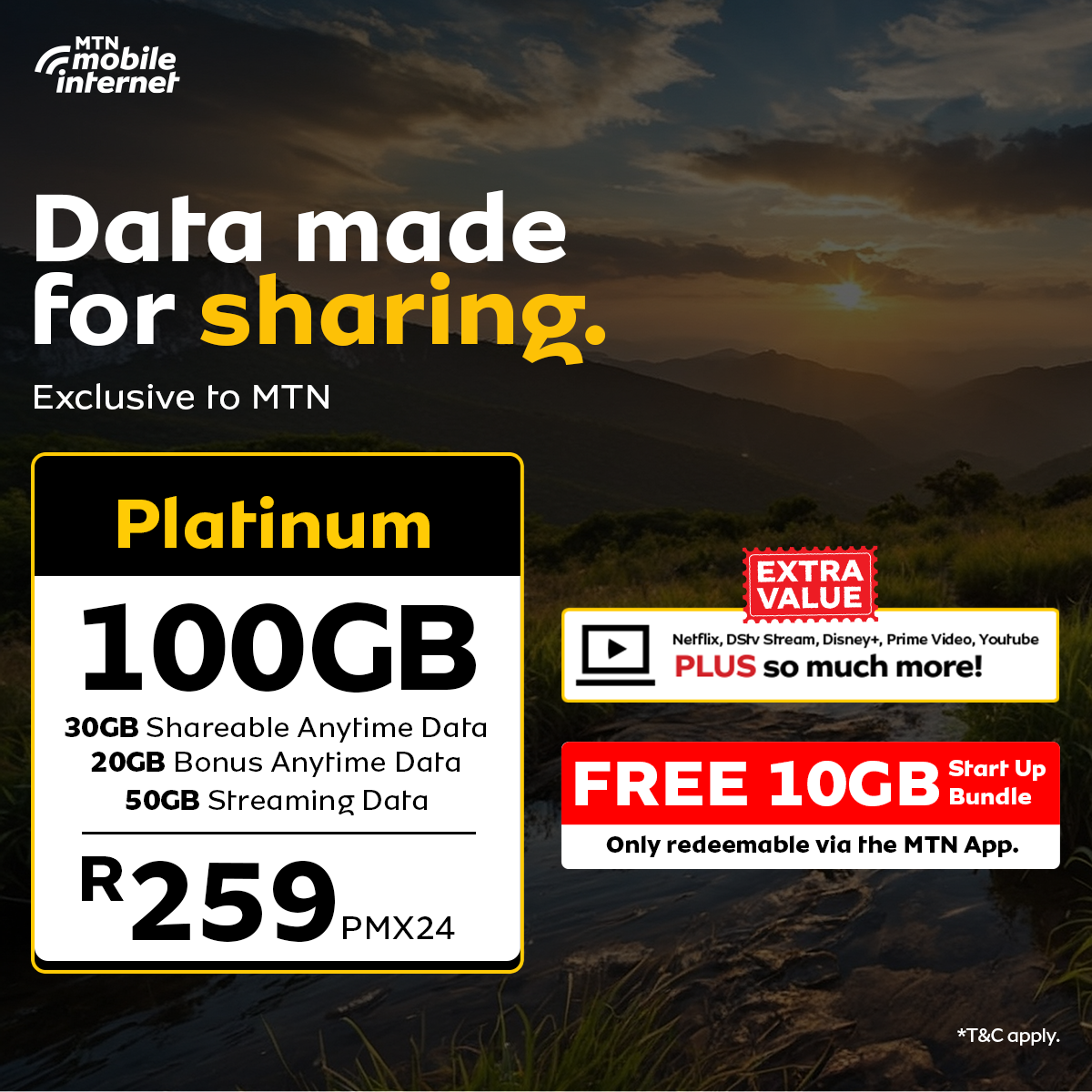 MTN South Africa Facebook ad: One plan, more people online.