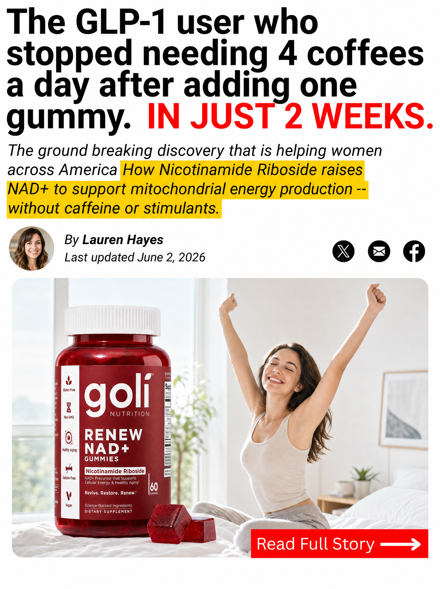 Goli Facebook ad: On a GLP-1 and Running on Empty?