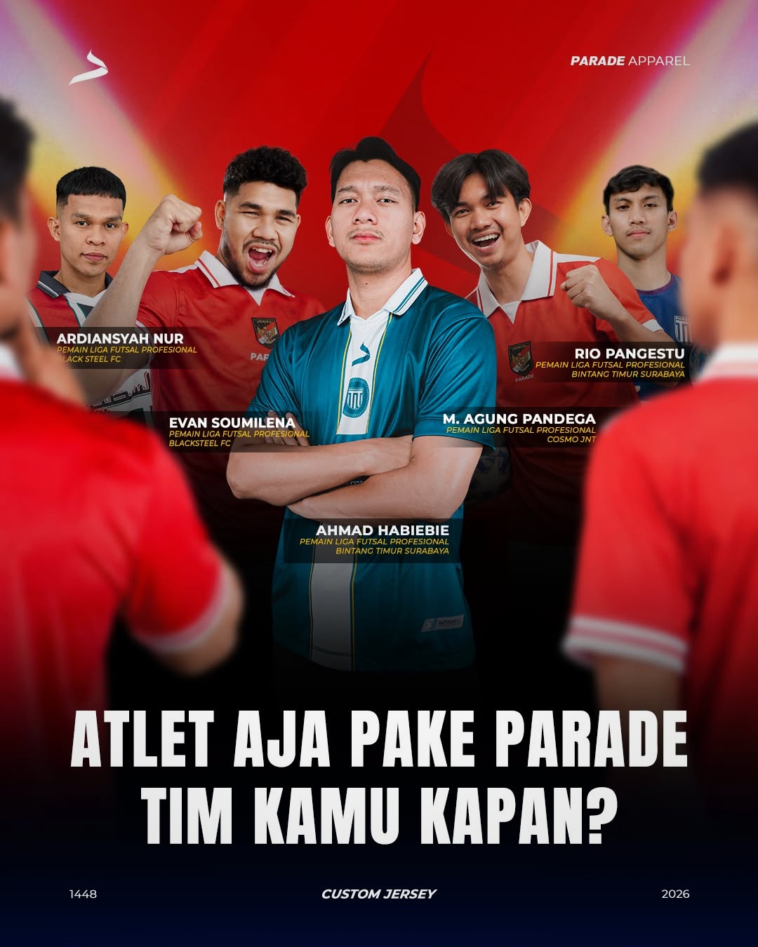 Parade Apparel Facebook ad: CUSTOM JERSEY 4 JAM KERJA TANPA TAMBAHAN BIAYA