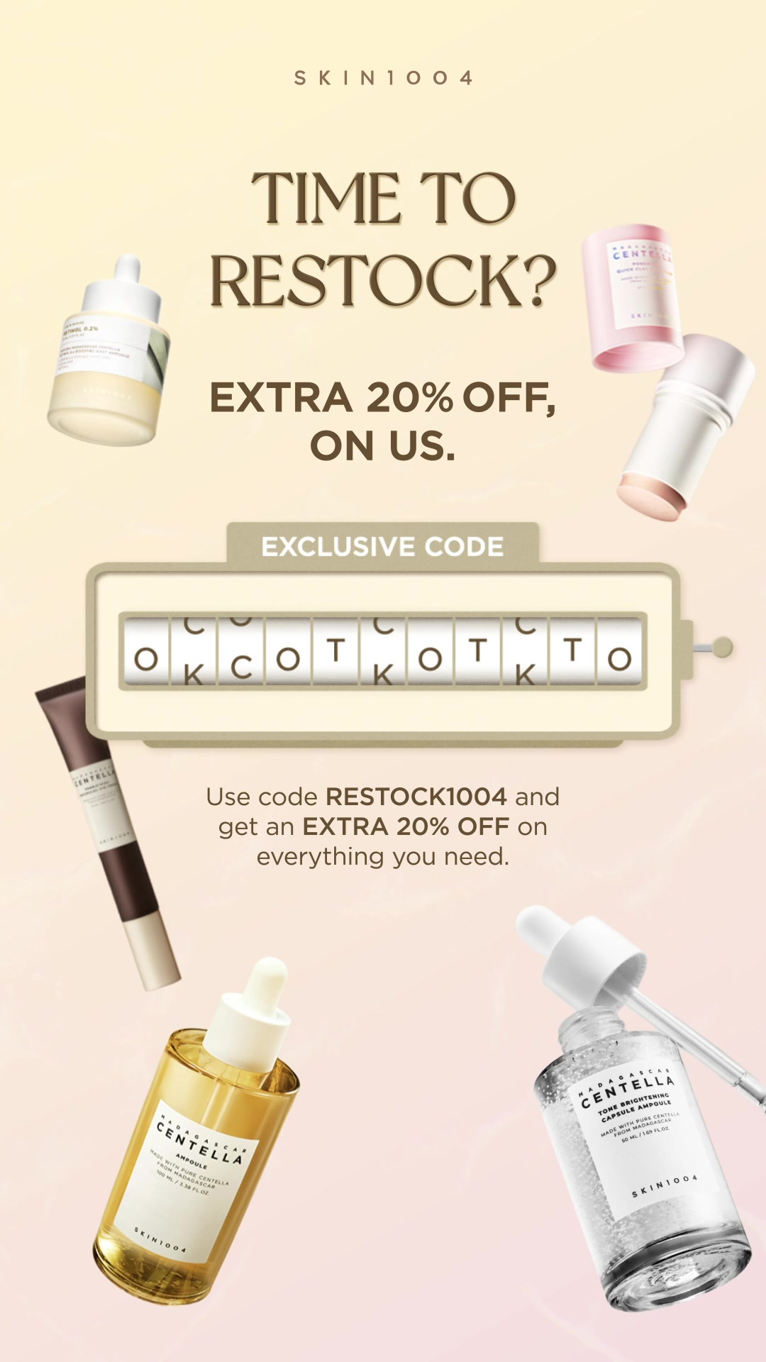 SKIN1004 Facebook ad: Limited Time: Extra 20% OFF