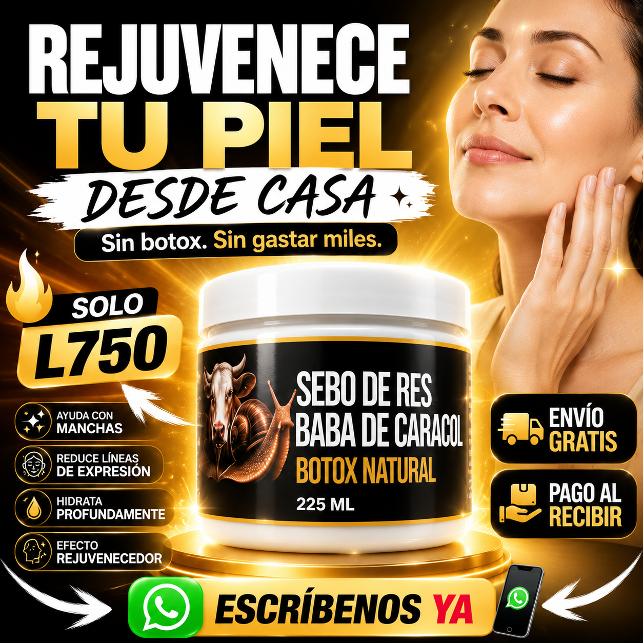 Valentina Store HN Facebook ad: Rejuvenece tu piel naturalmente