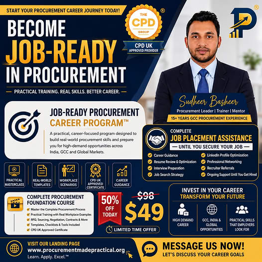 Procurement Made Practical TM Facebook ad: **Want to Build a Successful Career in Procurement?**