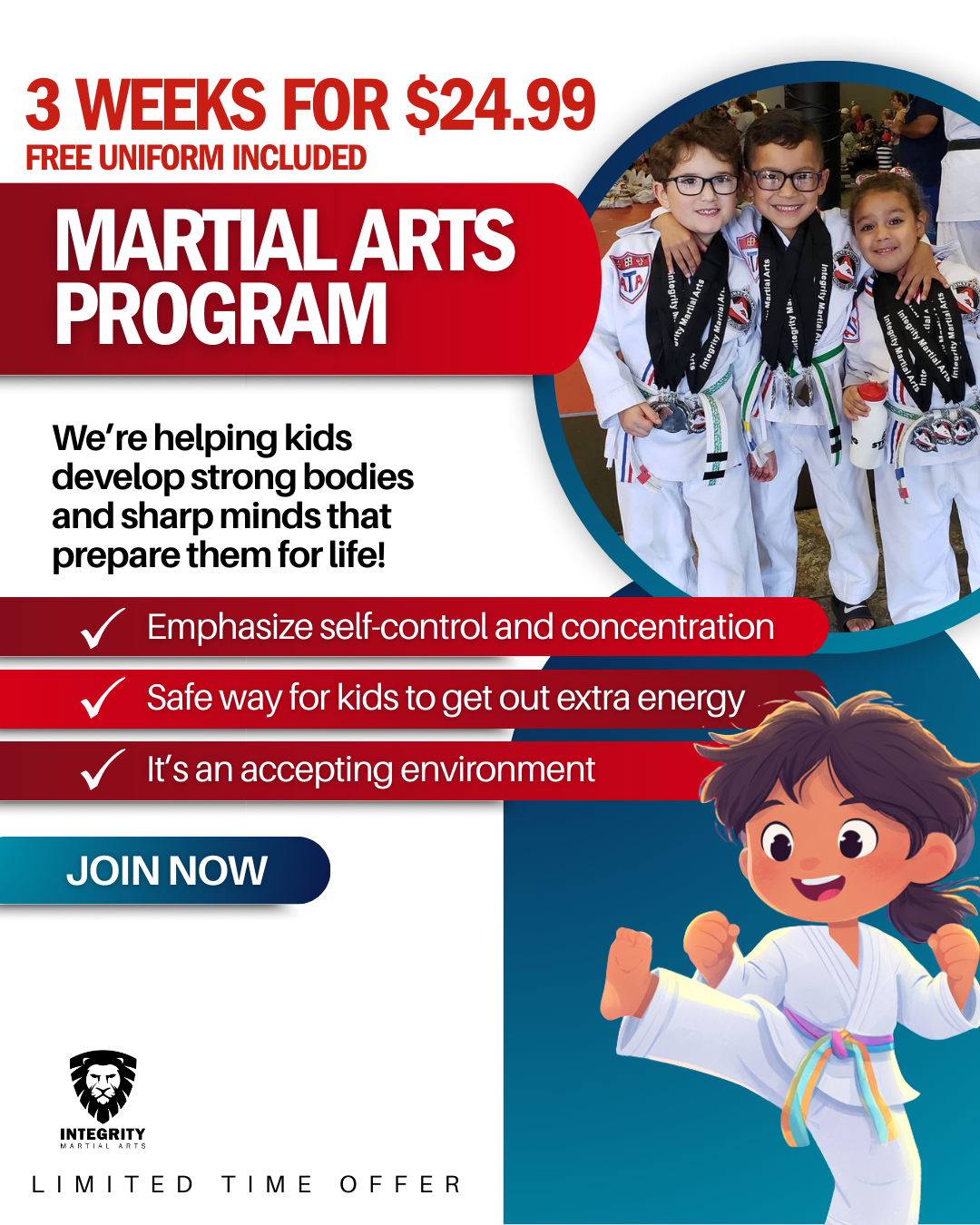 Integrity Martial Arts West Pines Facebook ad