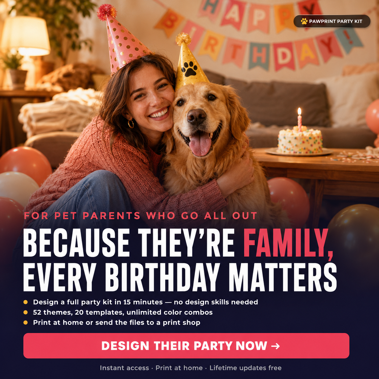 Lina Anderson Facebook ad: Party-ready instantly