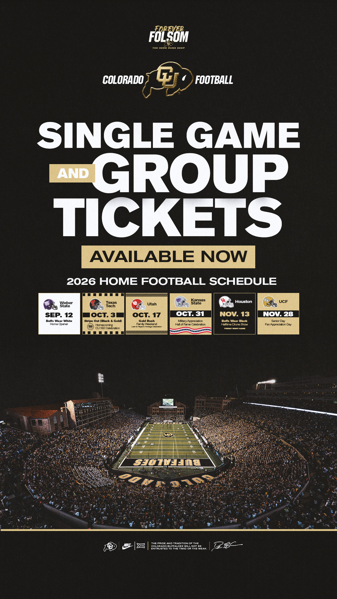 Colorado Buffaloes Football Facebook ad from May 8, 2026