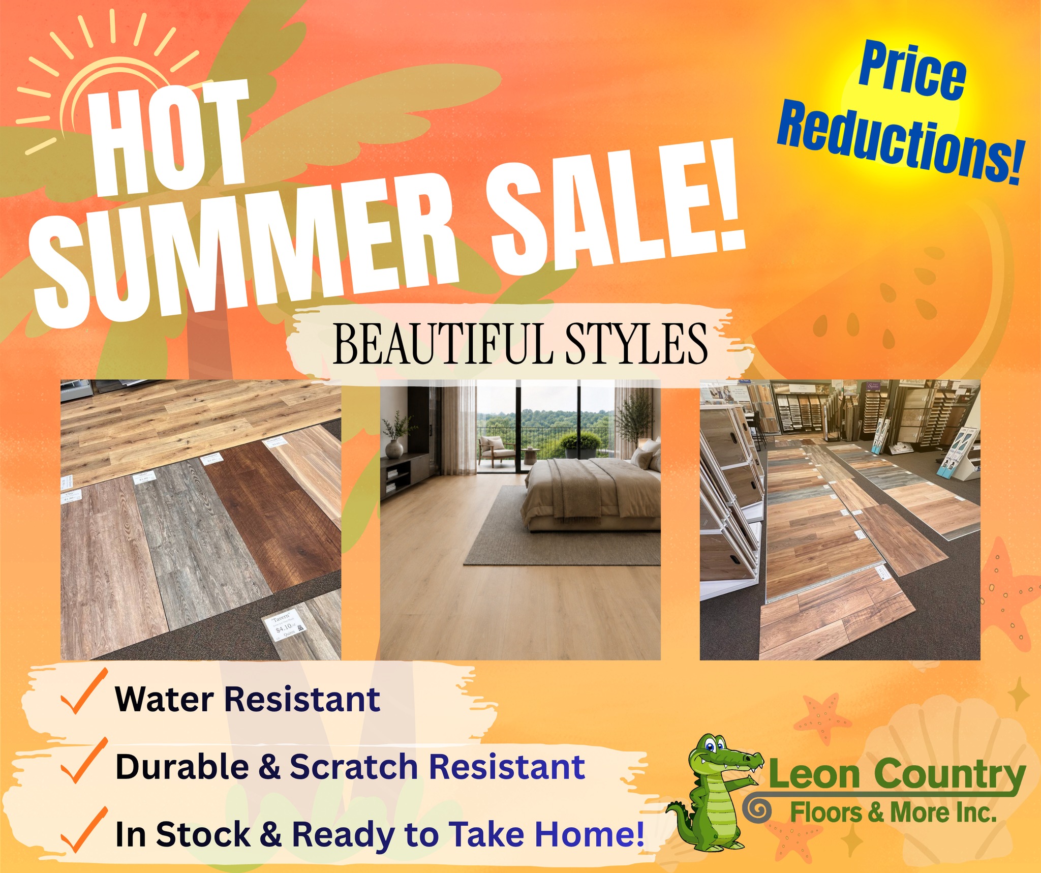 Leon Country Floors & More Inc. Facebook ad: The floors are HOT… but the prices just…