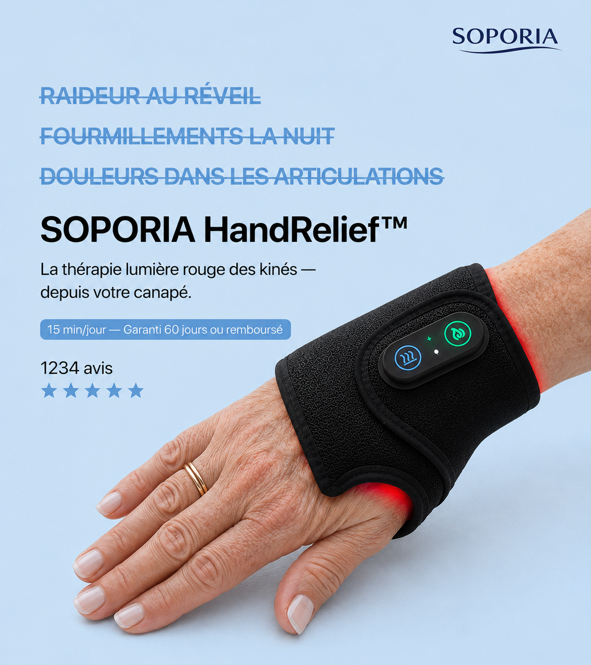 Soporia Facebook ad: Vos mains méritent mieux