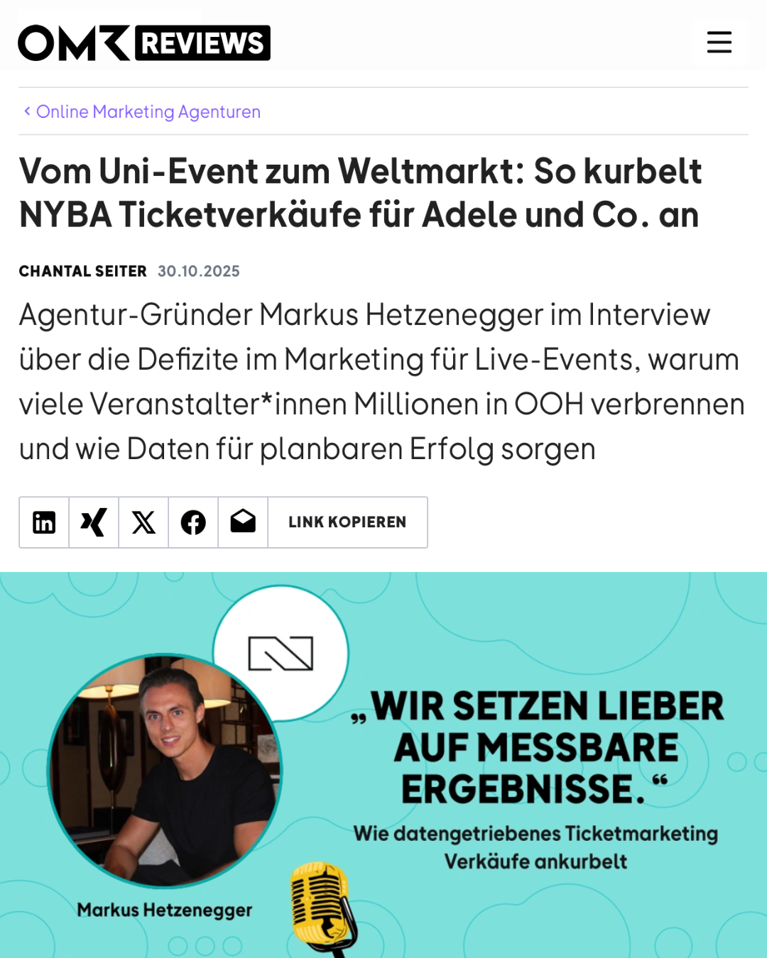 NYBA Media Facebook ad: OMR Interview hier kostenlos lesen