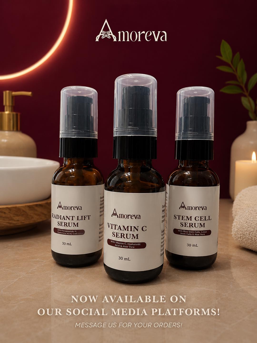 Amoreva Philippines Facebook ad: Nourish, refresh, and enhance your skincare routine with…