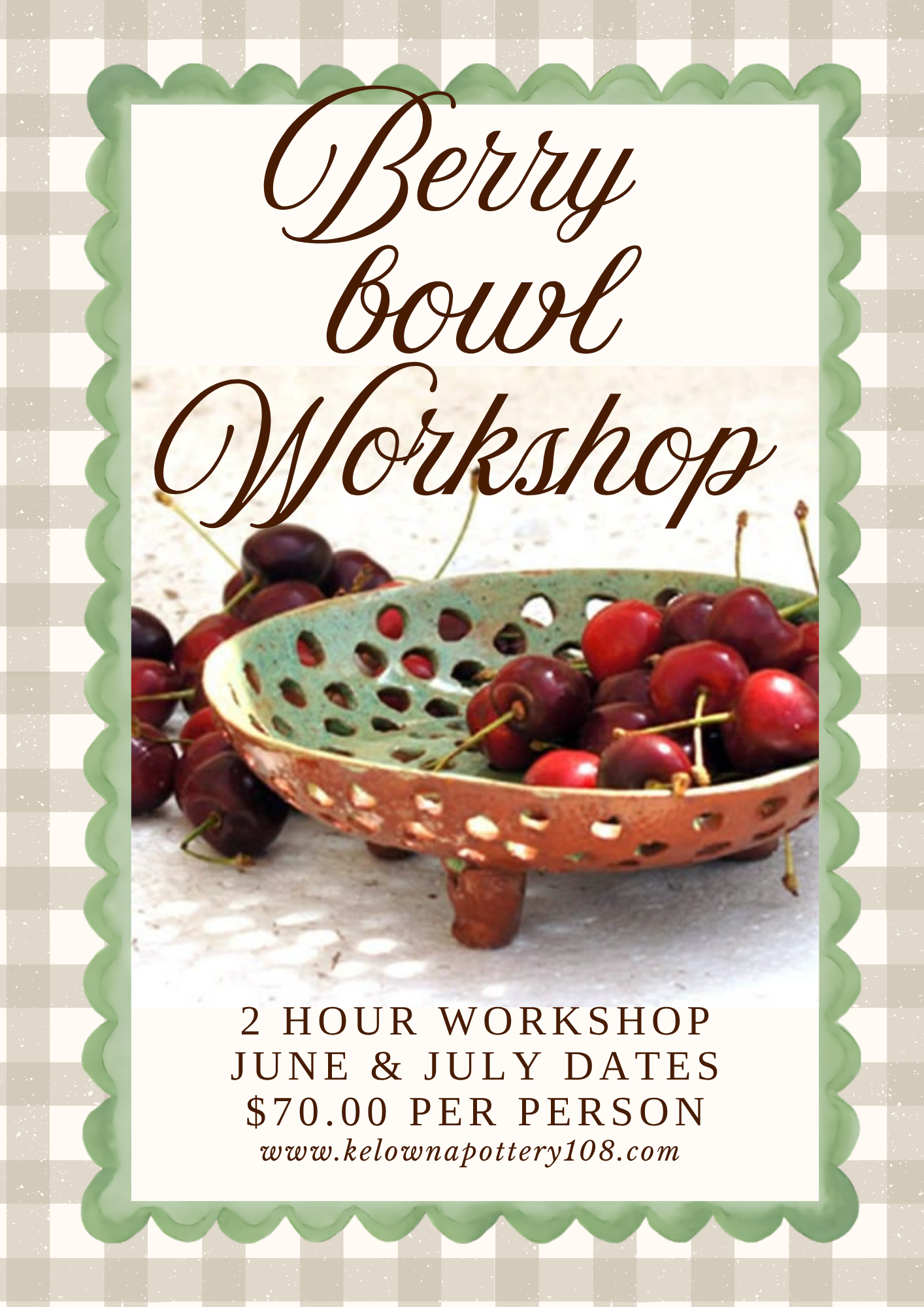 Kelowna Pottery at Studio 108 Facebook ad: Make Your Own Berry Bowl