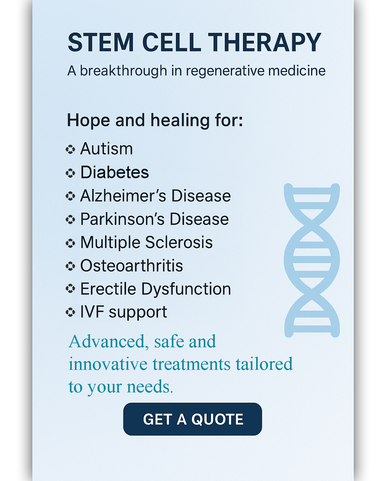 Silence Clinic Facebook ad: Mesenchymal Stem Cell Treatment