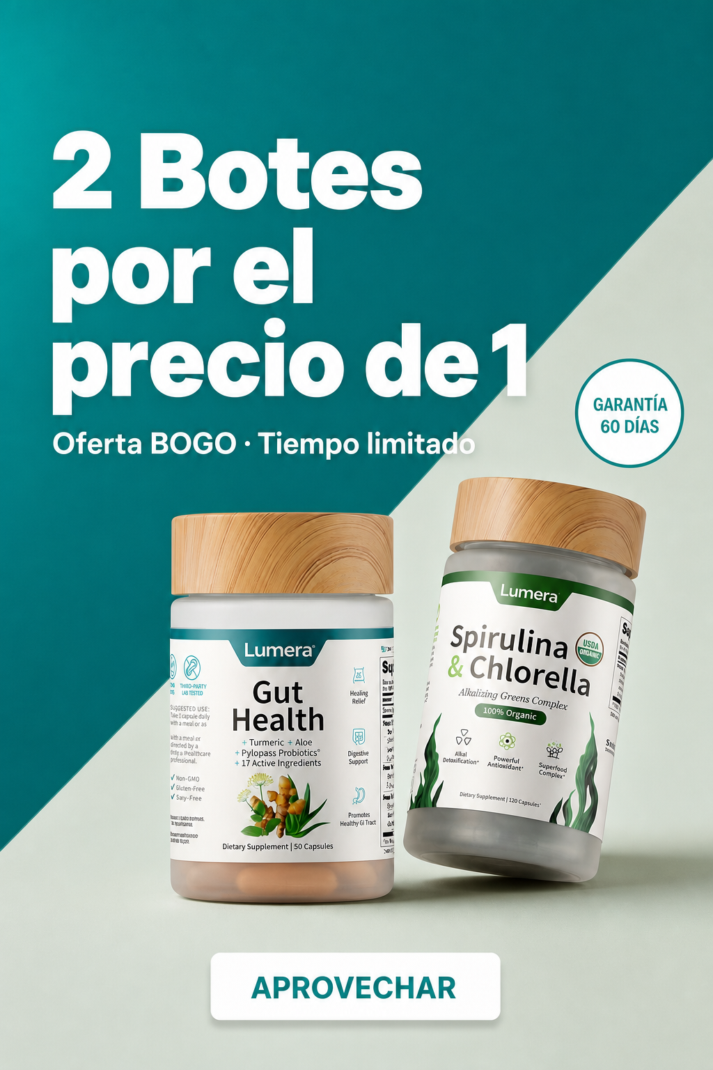 Lumera Facebook ad: 2×1 Stack completo, Tiempo limitado