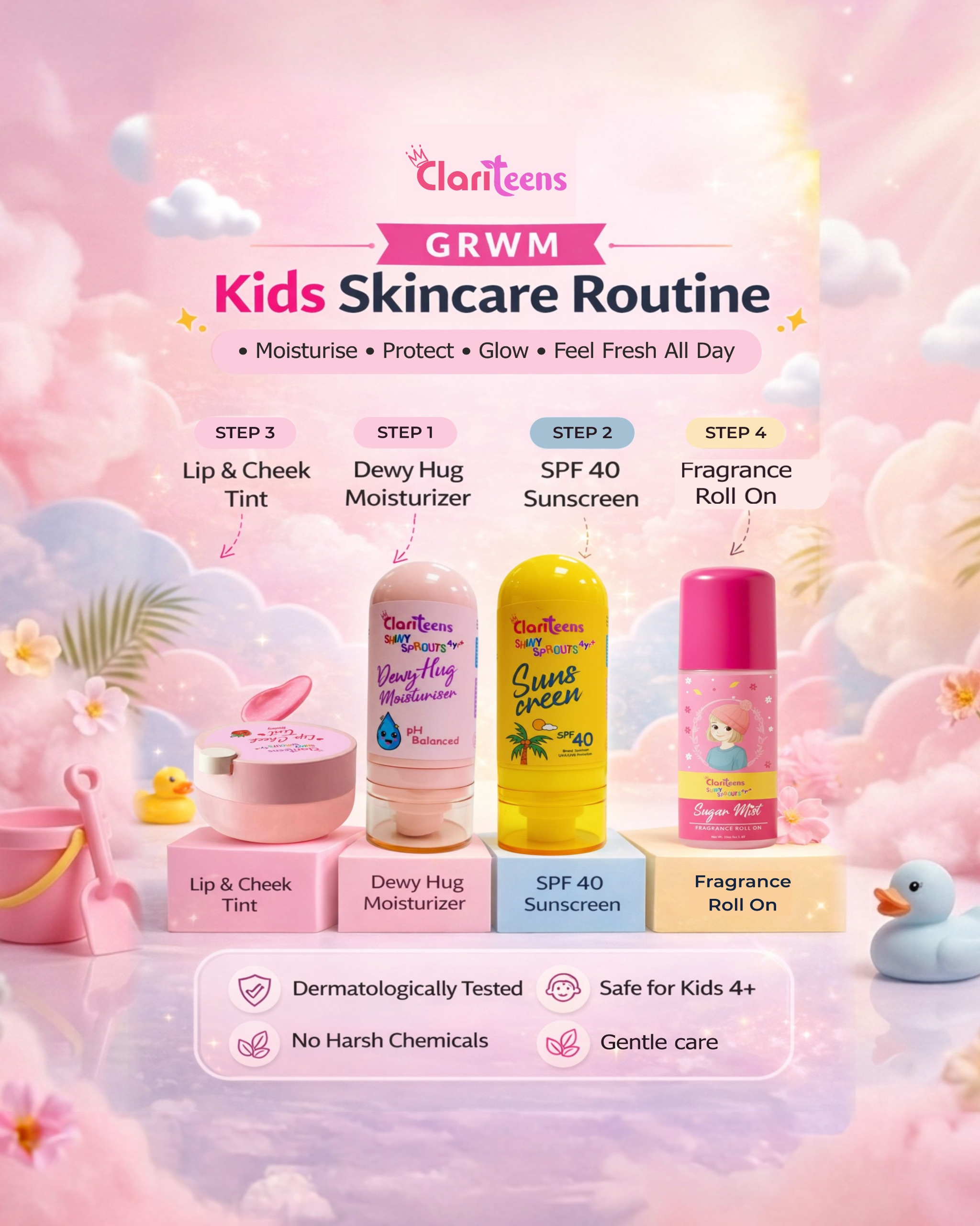 Clariteens Facebook ad: Her GRWM Routine