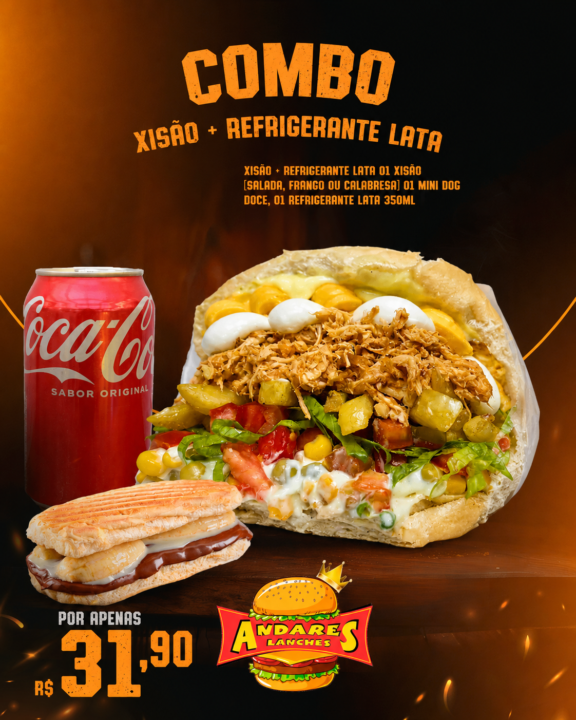 Andares Lanches Tramandaí Facebook ad: clique em ver cardápio