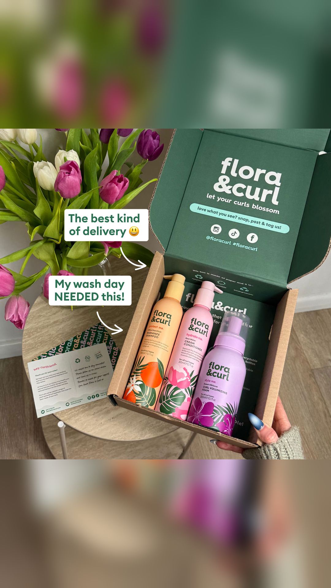 Flora & Curl Haircare Facebook ad