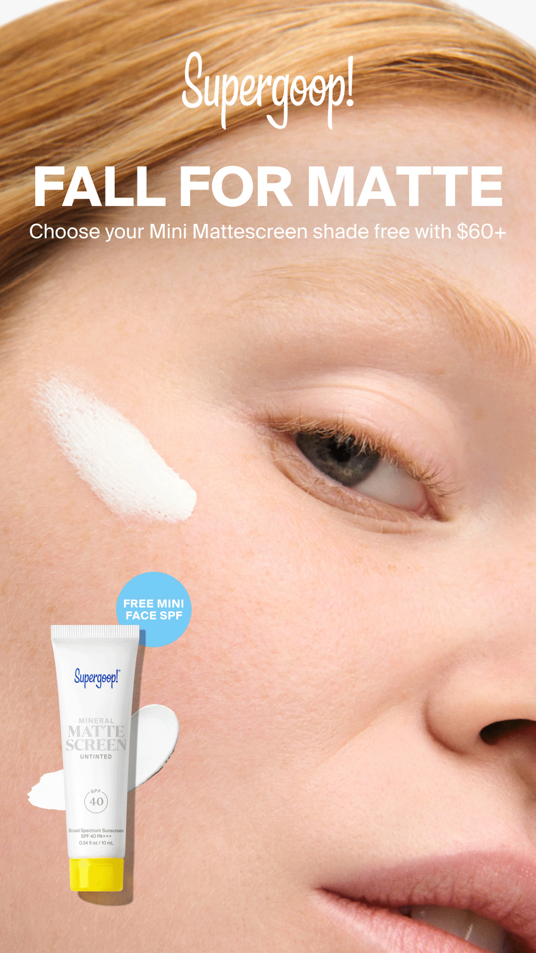 Supergoop Facebook ad: Fall For Matte
