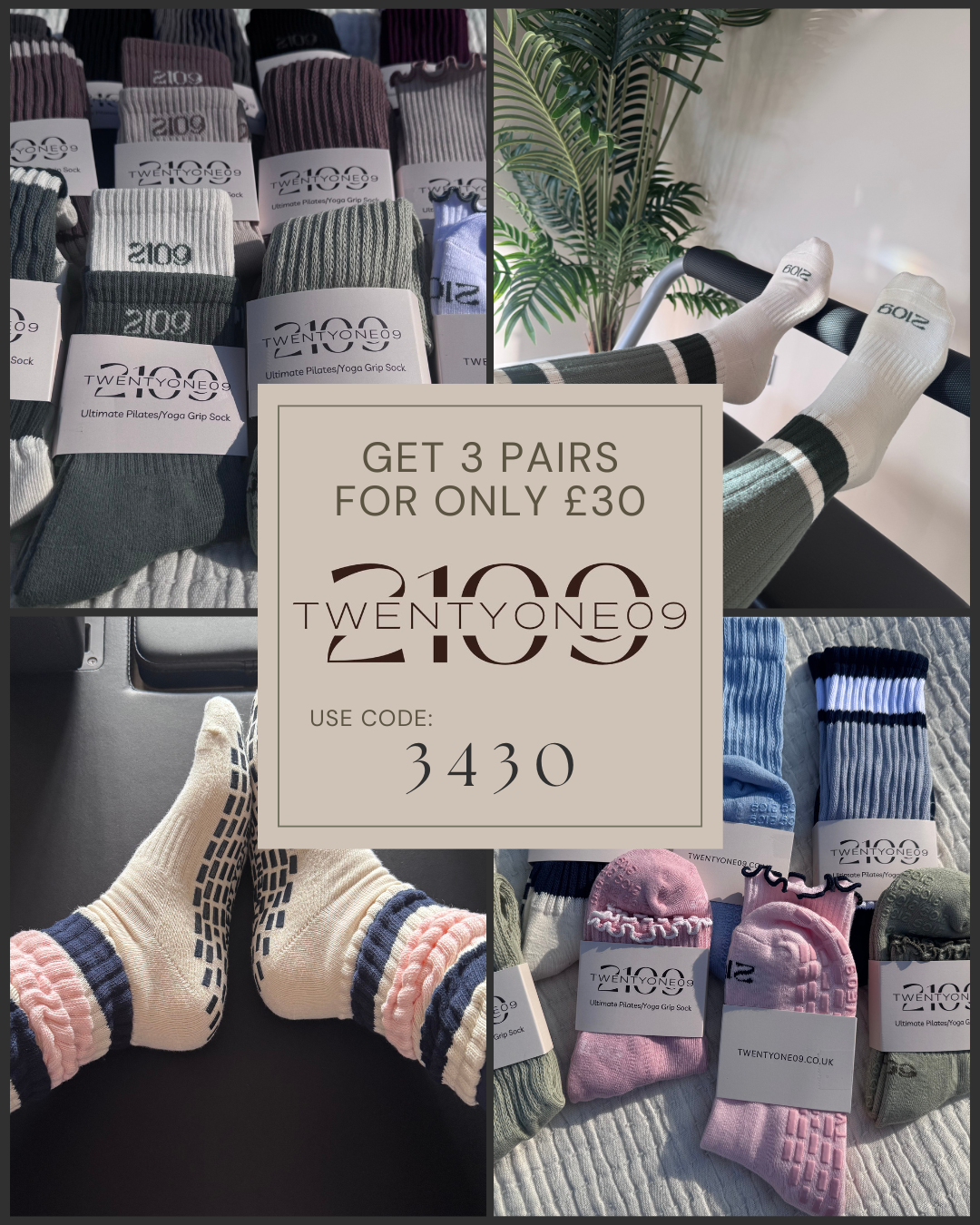 TwentyOne09 Pilates Grip Socks Facebook ad