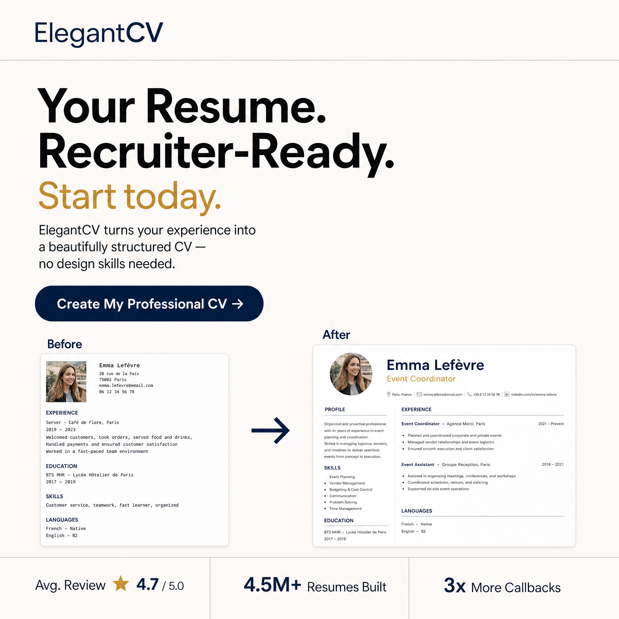 Elegant CV Facebook ad