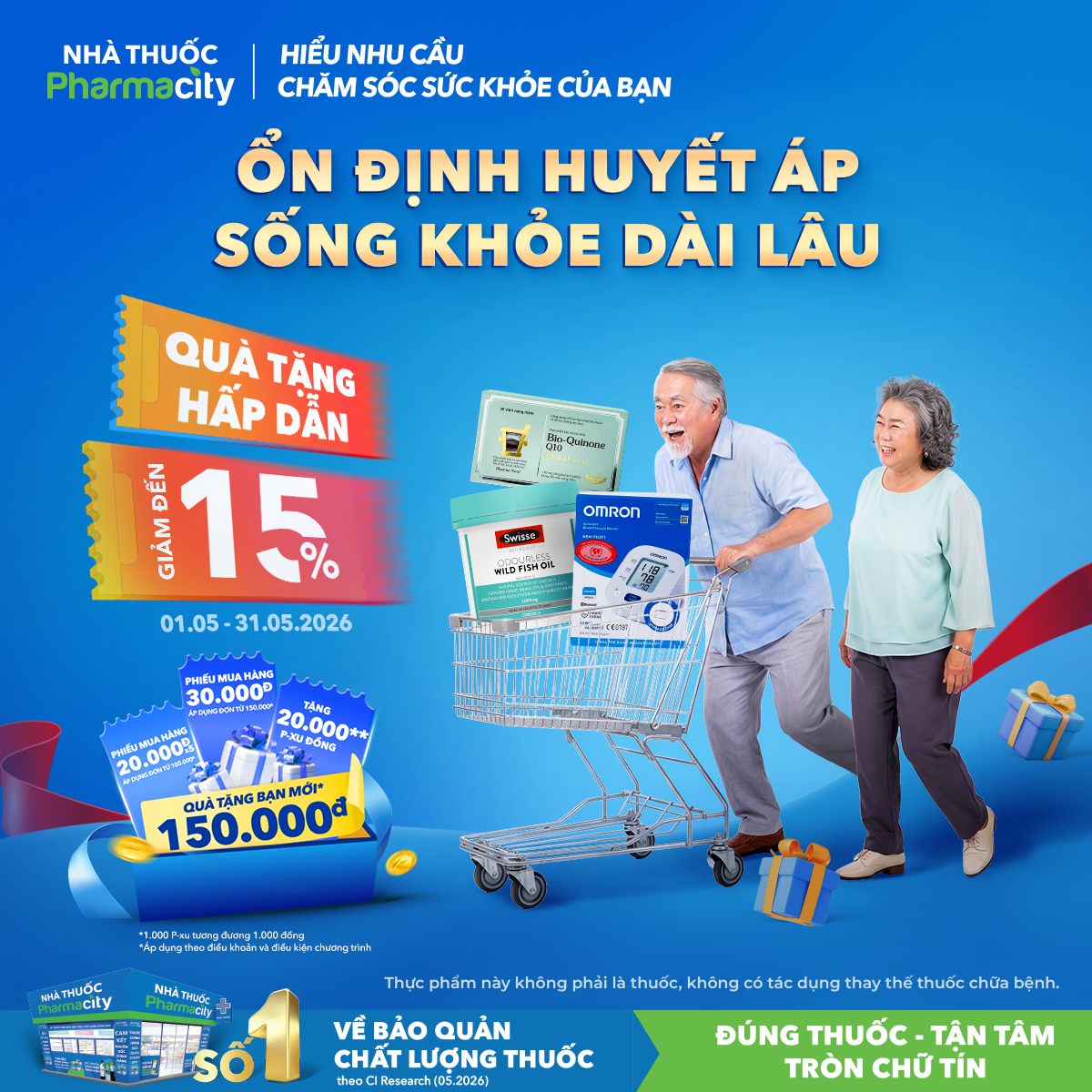 Nhà Thuốc Pharmacity Facebook ad: ỔN ĐỊNH HUYẾT ÁP, SỐNG KHỎE DÀI LÂU