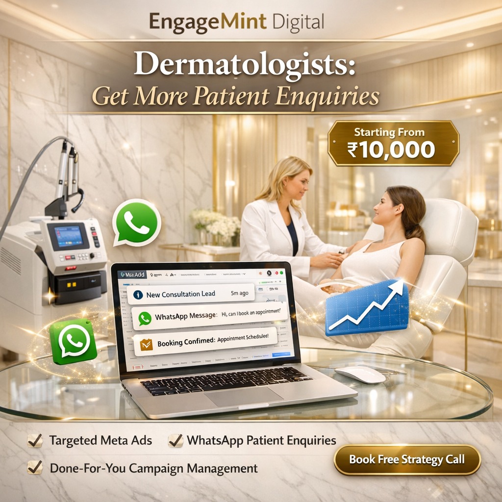 EngageMint Digital Facebook ad: Many dermatology clinics struggle with empty appointment…