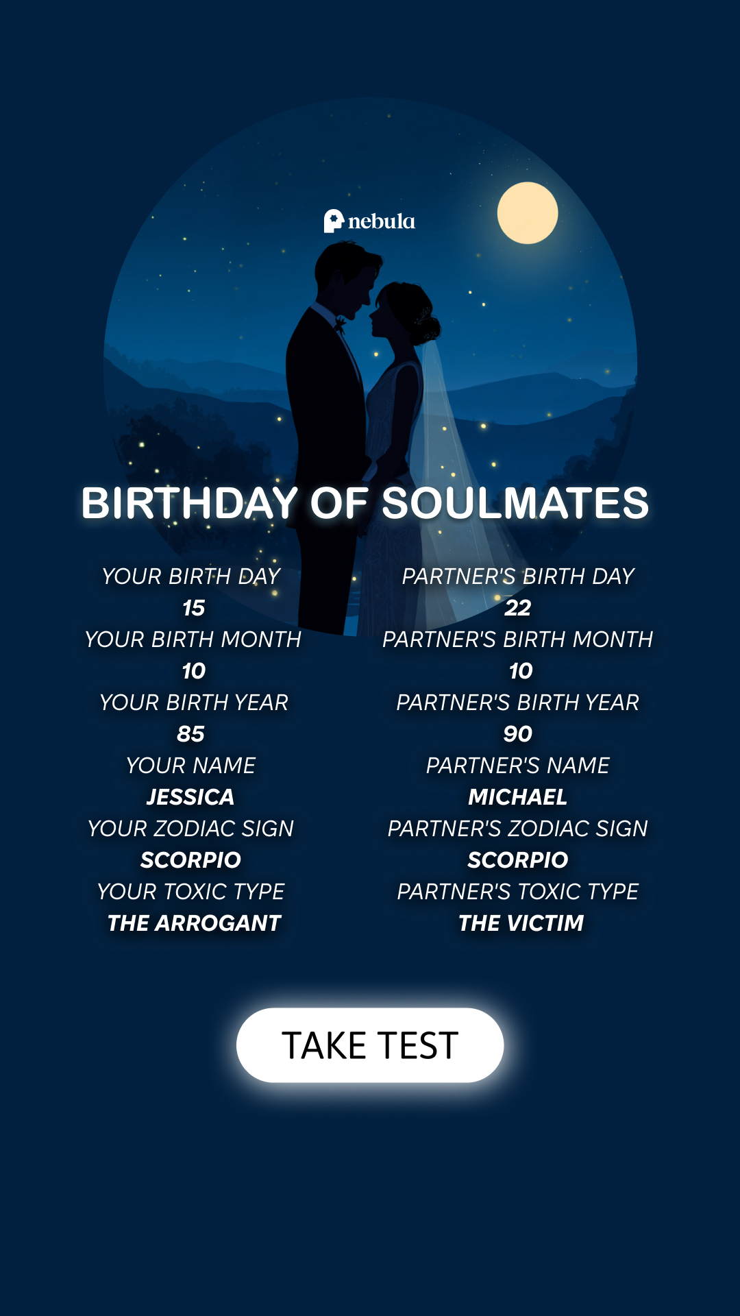Nebula: Attract True Love Facebook ad: Who is your perfect match?
