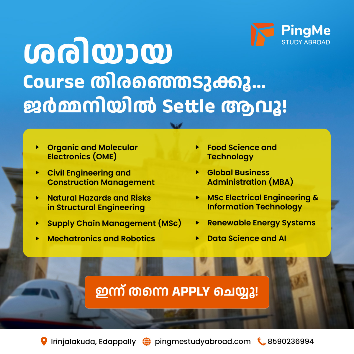 Pingme Study Abroad Facebook ad: Study in Germany