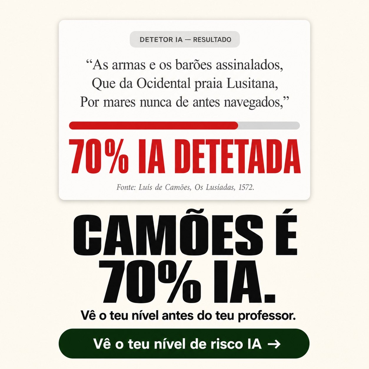 ClearSai Facebook ad: Verifica o teu ensaio antes do teu professor