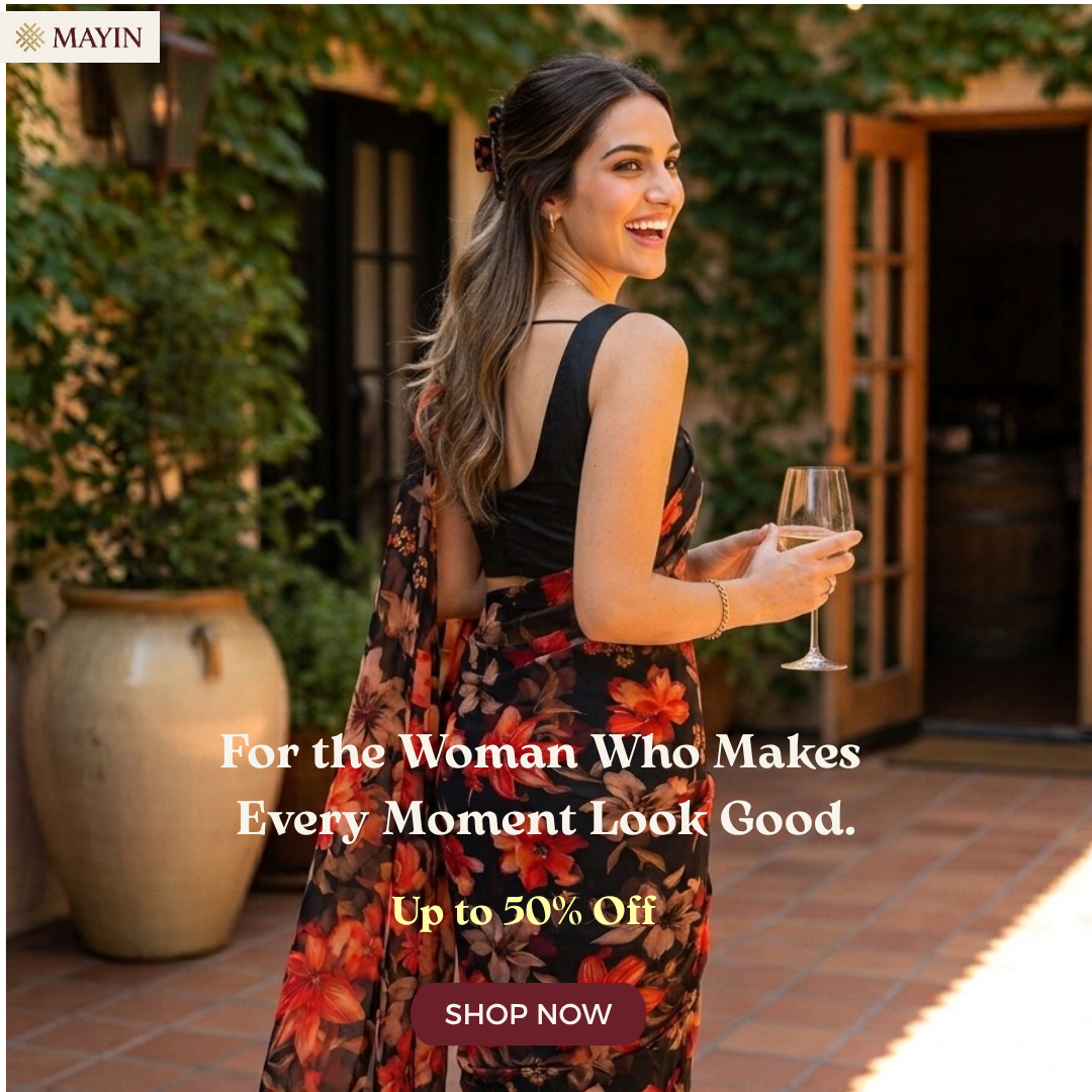 MĀYIN Facebook ad: Up to 50% Off | Free Shipping | Shop the Chiffon Edit