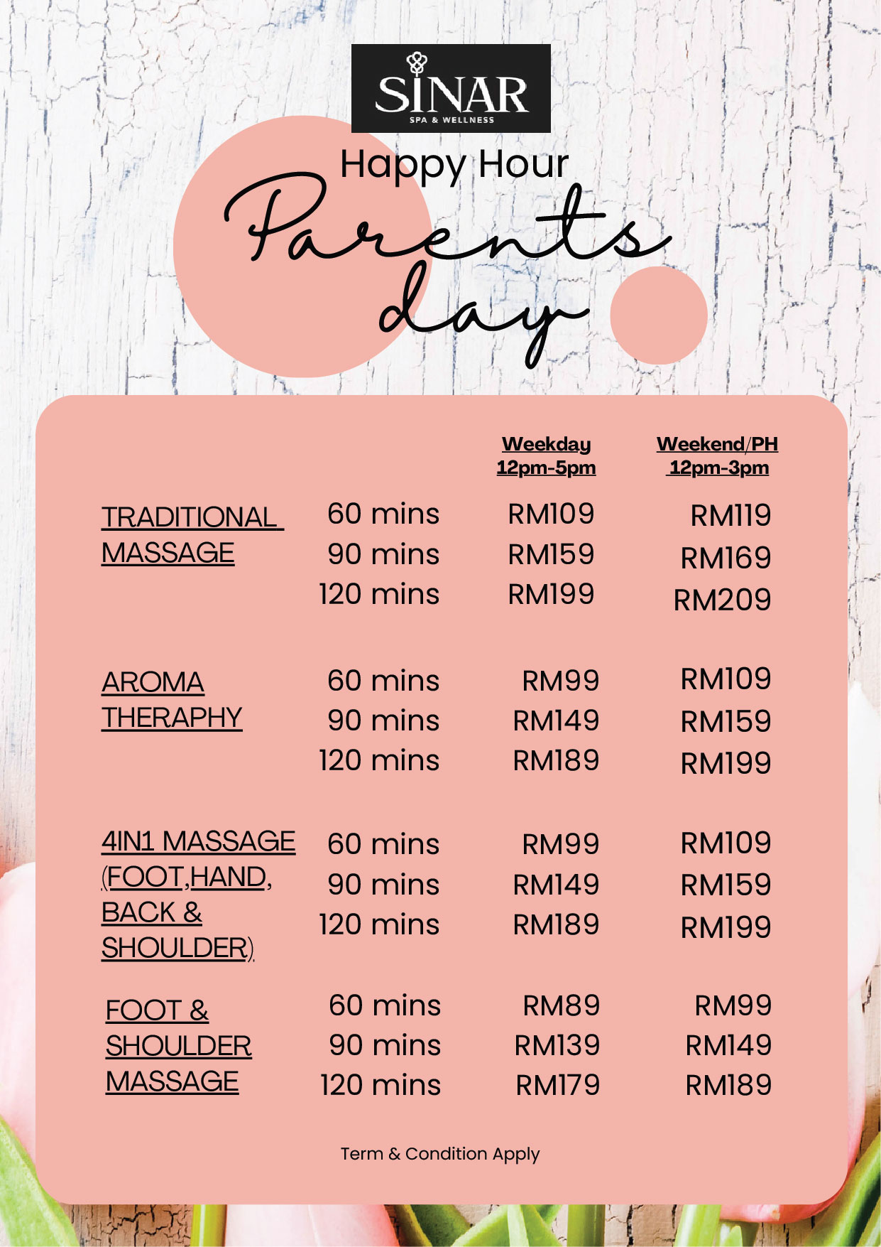 Sinar Spa & Wellness Facebook ad: Our Parents Day Happy Hour Promotion is back…