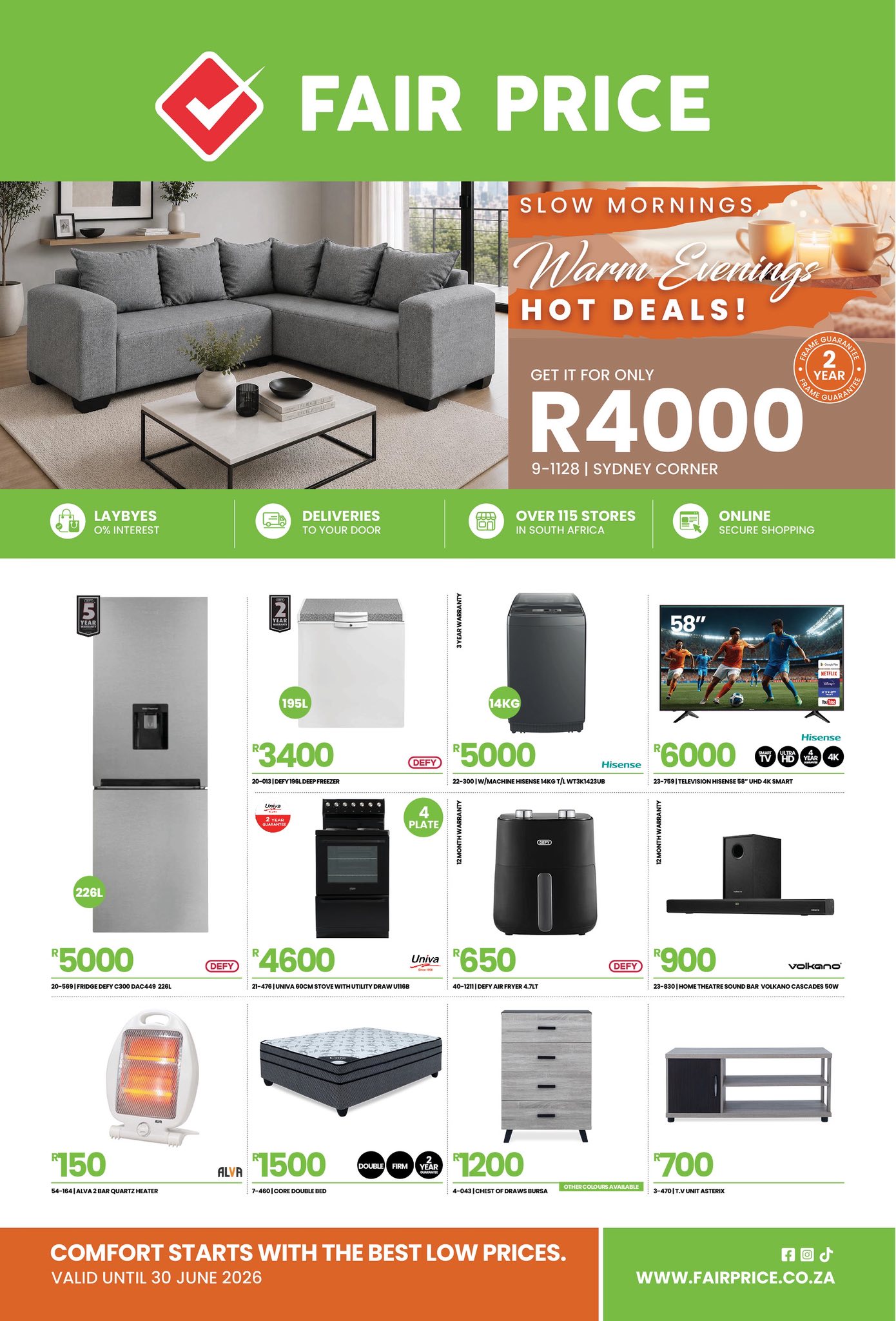 FAIR PRICE Facebook ad: Slow mornings, warm evenings, and hot deals all…