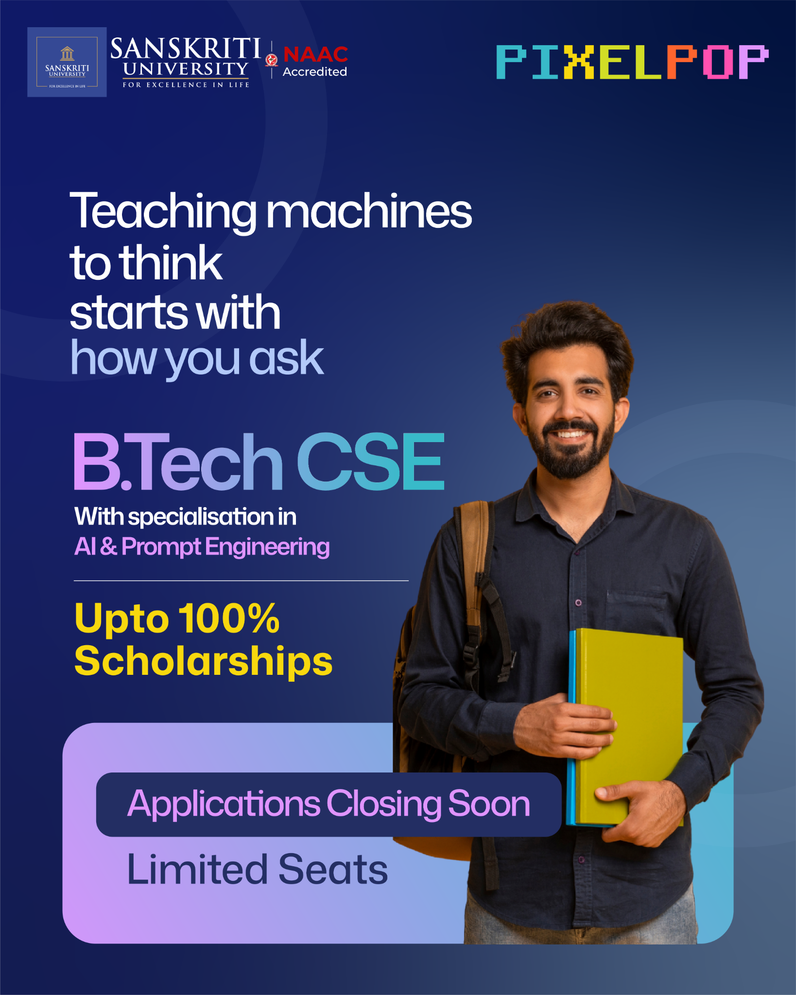 PixelPop Academy Facebook ad: Admissions Open | B.Tech CSE