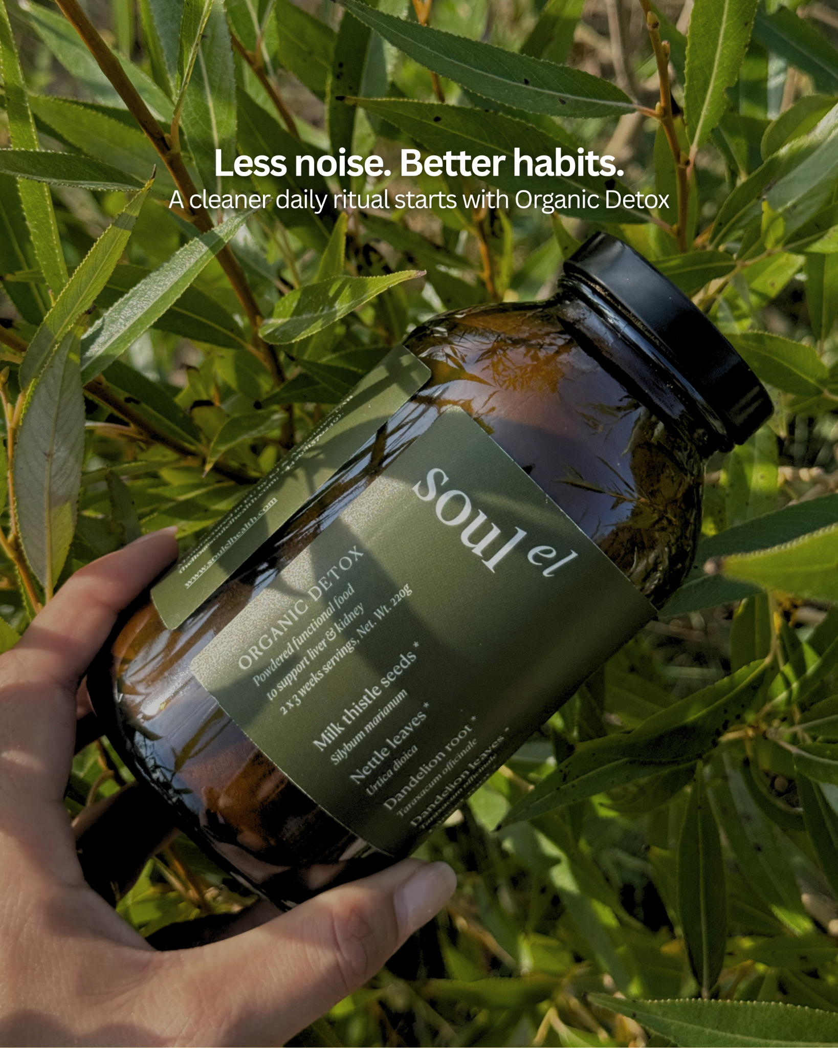 Soulel UK Facebook ad: Less noise. Better habits.