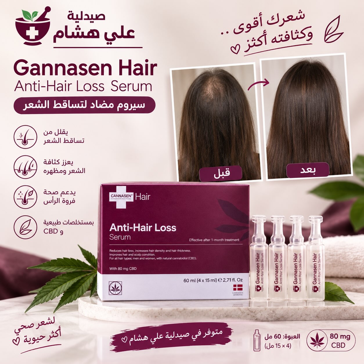صيدلية علي هشام Facebook ad: Gannasen Hair Anti-Hair Loss Serum