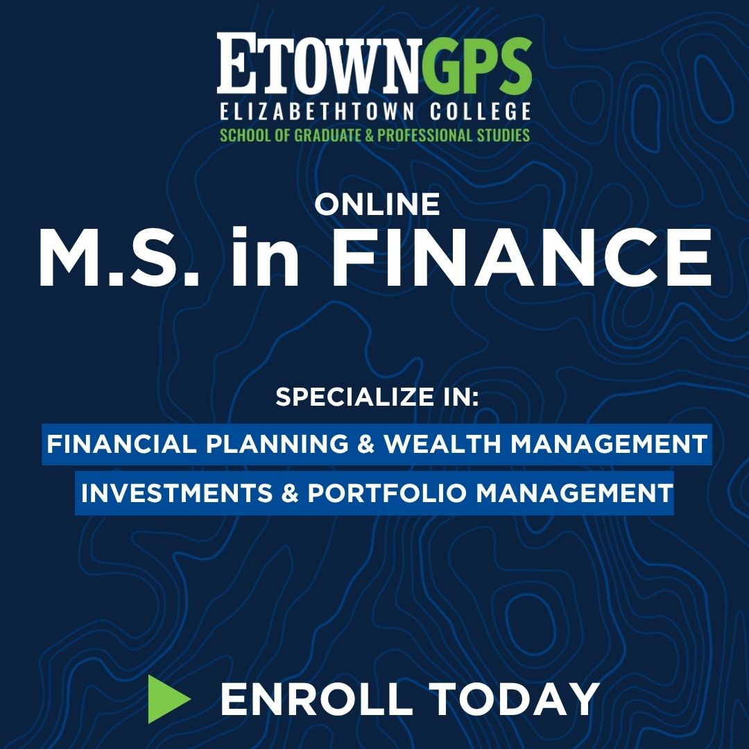 Elizabethtown College Facebook ad: Advance Your Finance Career.