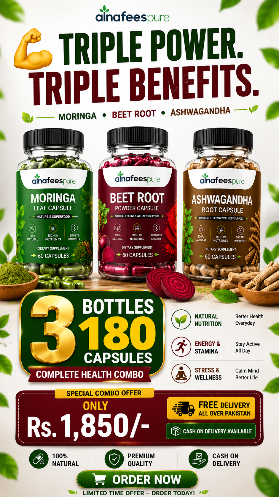 Al-Nafees Pure Facebook ad: 3 Powerful Herbs, 1 Complete Wellness Solution, Flat 40%…