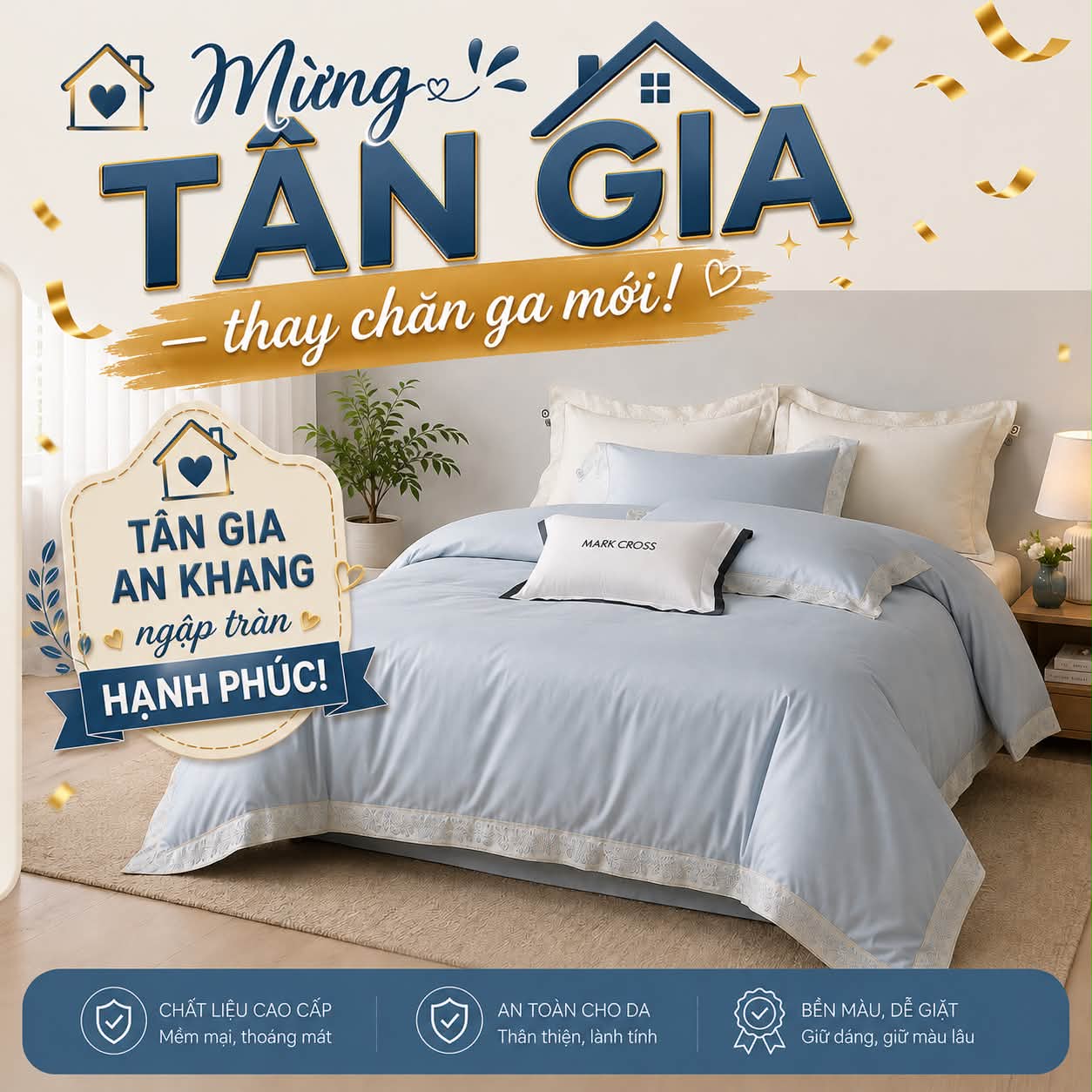 Mark Cross Việt Nam - Luxury Bedding Facebook ad: 𝐓𝐀̂𝐍 𝐓𝐑𝐀𝐍𝐆 𝐏𝐇𝐎̀𝐍𝐆 𝐍𝐆𝐔̉ 𝐂𝐔̀𝐍𝐆 𝐌𝐀𝐑𝐊…