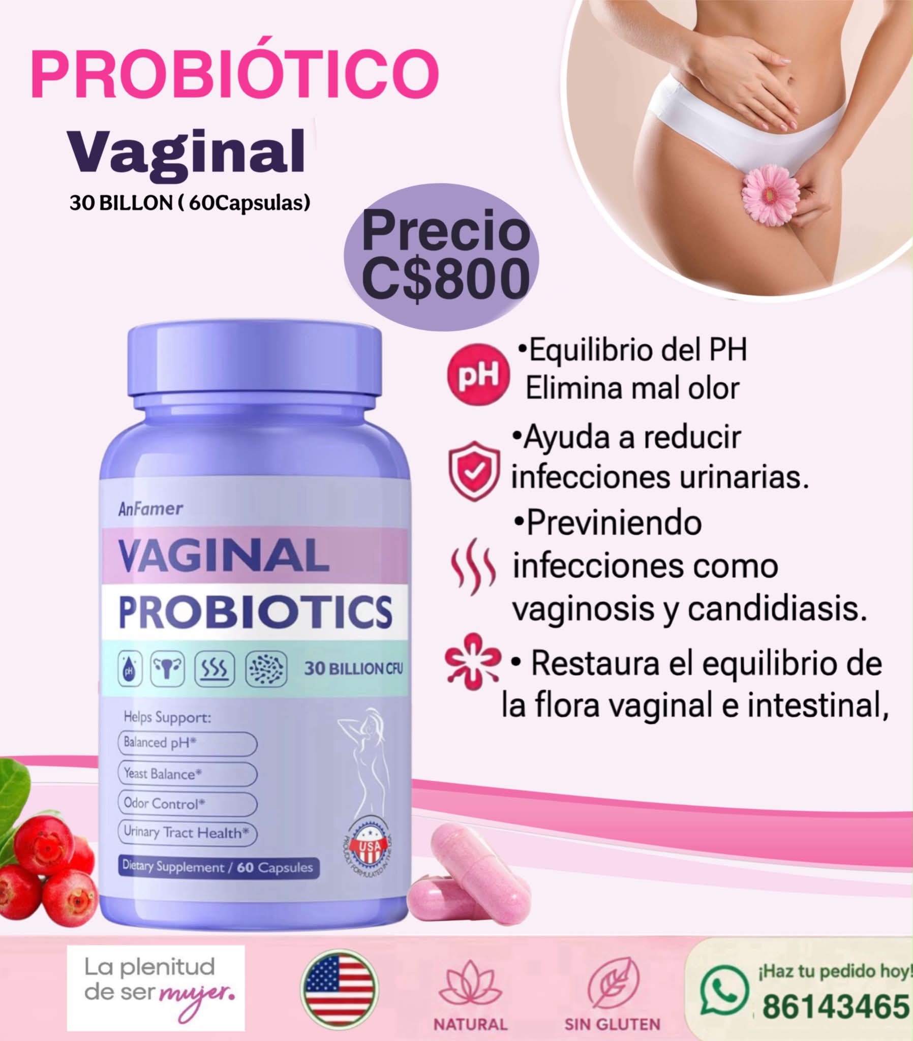 Eco Natural Facebook ad: Beneficios de los probióticos vaginales